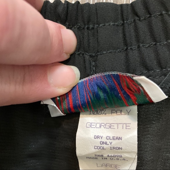 AnaCapri Wide Leg Pleated Georgette Full Length Palazzo Pants, Black, Sz… - Picture 5 of 6